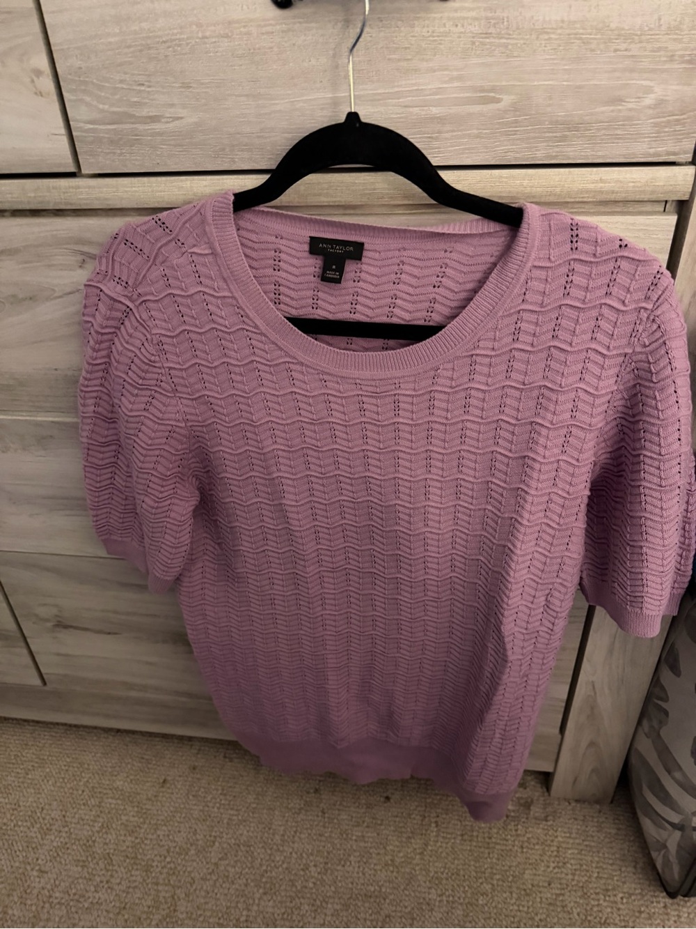 Anne Klein Lilac Short-Sleeve Crew Neck Knit Sweater